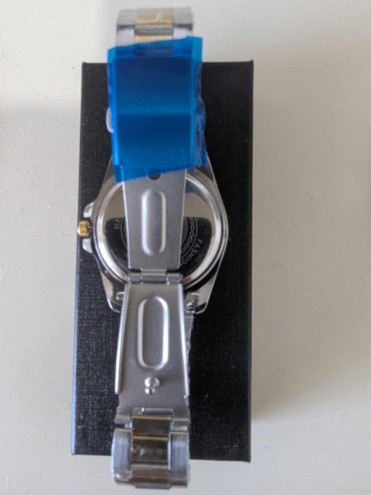 New ORUSS 1853 Blue Dial Two-Tone Metal Bracelet Diver Quartz Date Analog Box