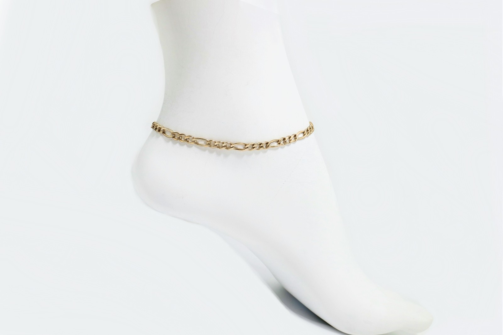 Solid Figaro chain Anklet bracelet Genuine 14K Gold Filled