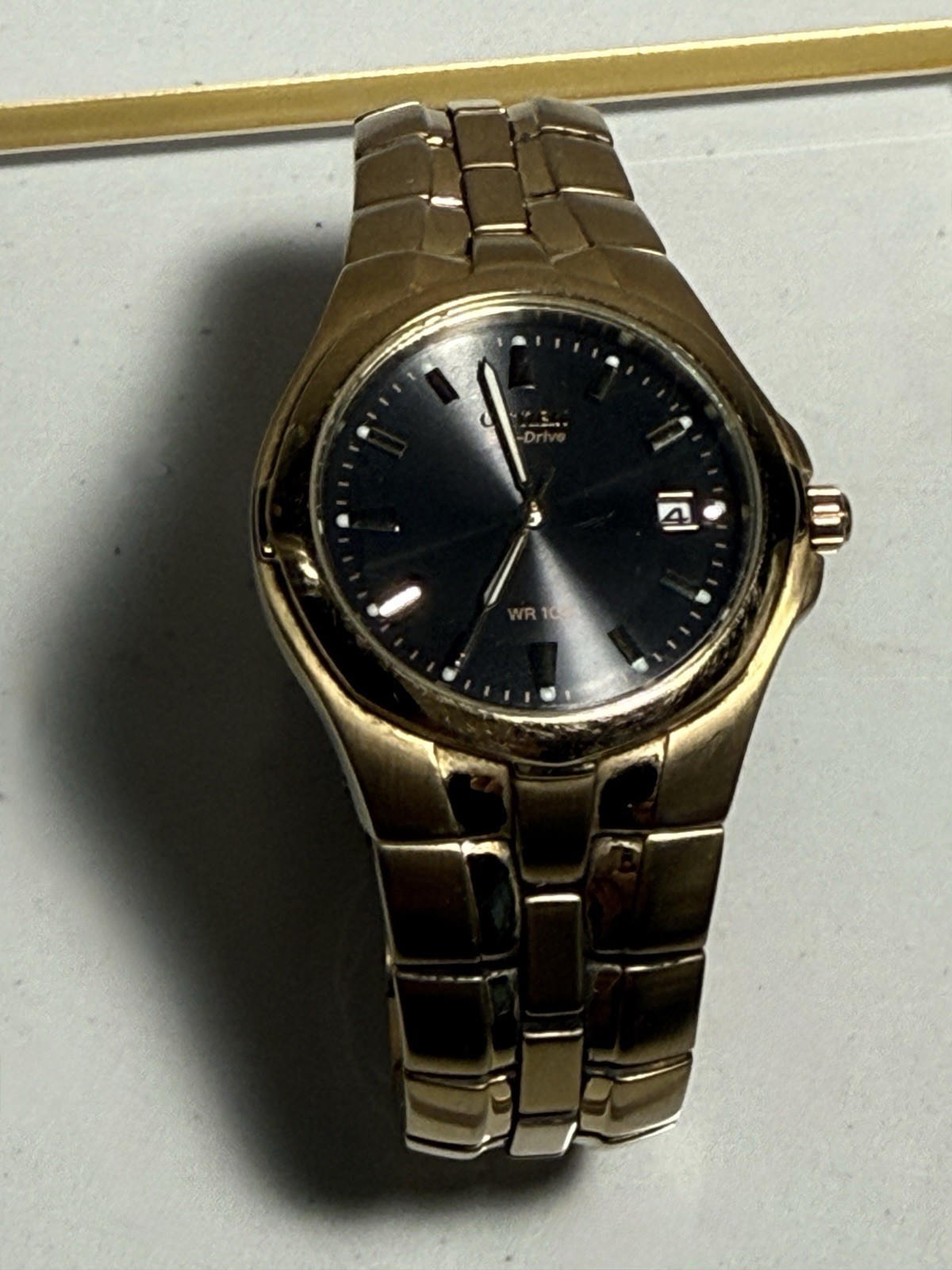 Small CITIZEN ECO DRIVE MEN’S STAINLESS STEEL WATER RESISTANT 100M BLACK DIAL