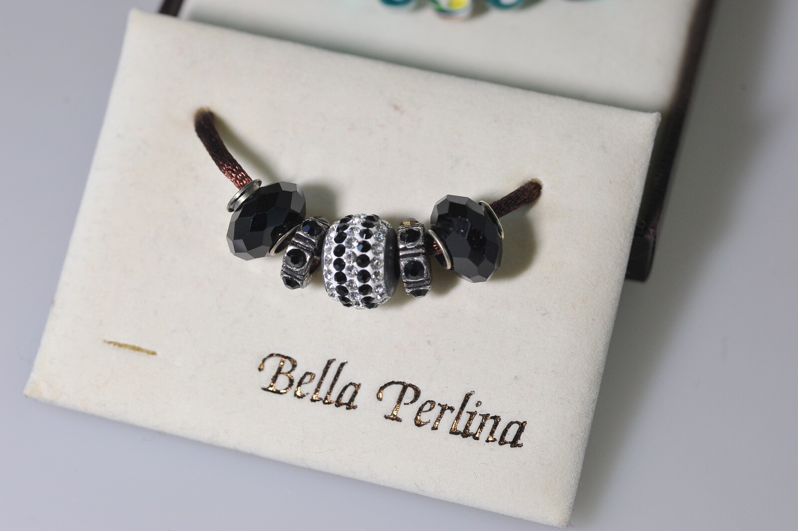 Bella Perlina Charm bracelet LOT blue turquoise black glass crystal PQ