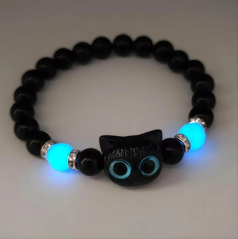 1/2 pcs Cute Luminous Cat Head Matching Bracelet for Couples & Friends