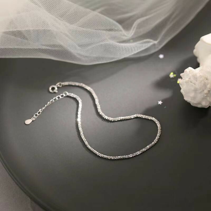 Women 925 Sterling Silver Anklet Bracelet Gypsophila Ins Ankle Chain 0871