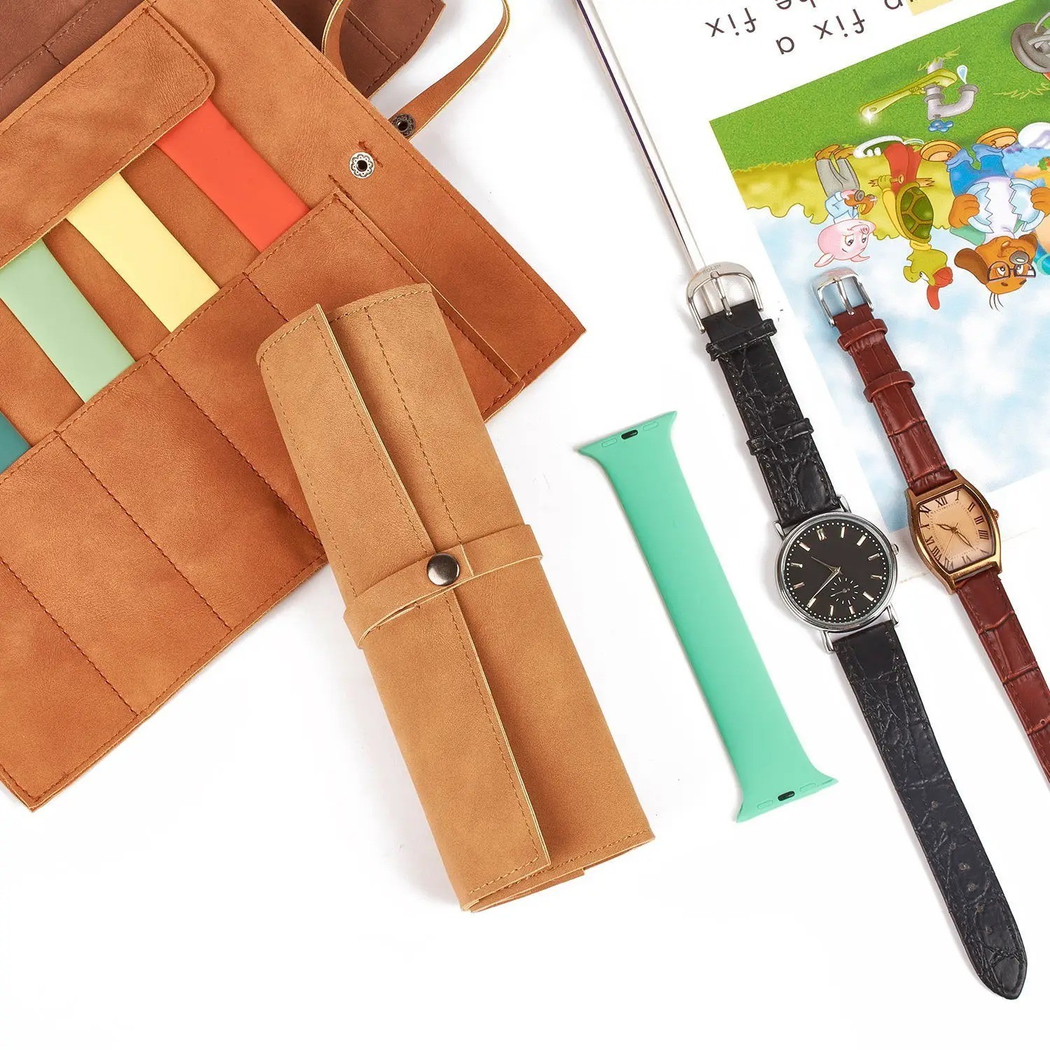 Travel Roll up Watch Case Organizer for Watch Bands Straps Accessories