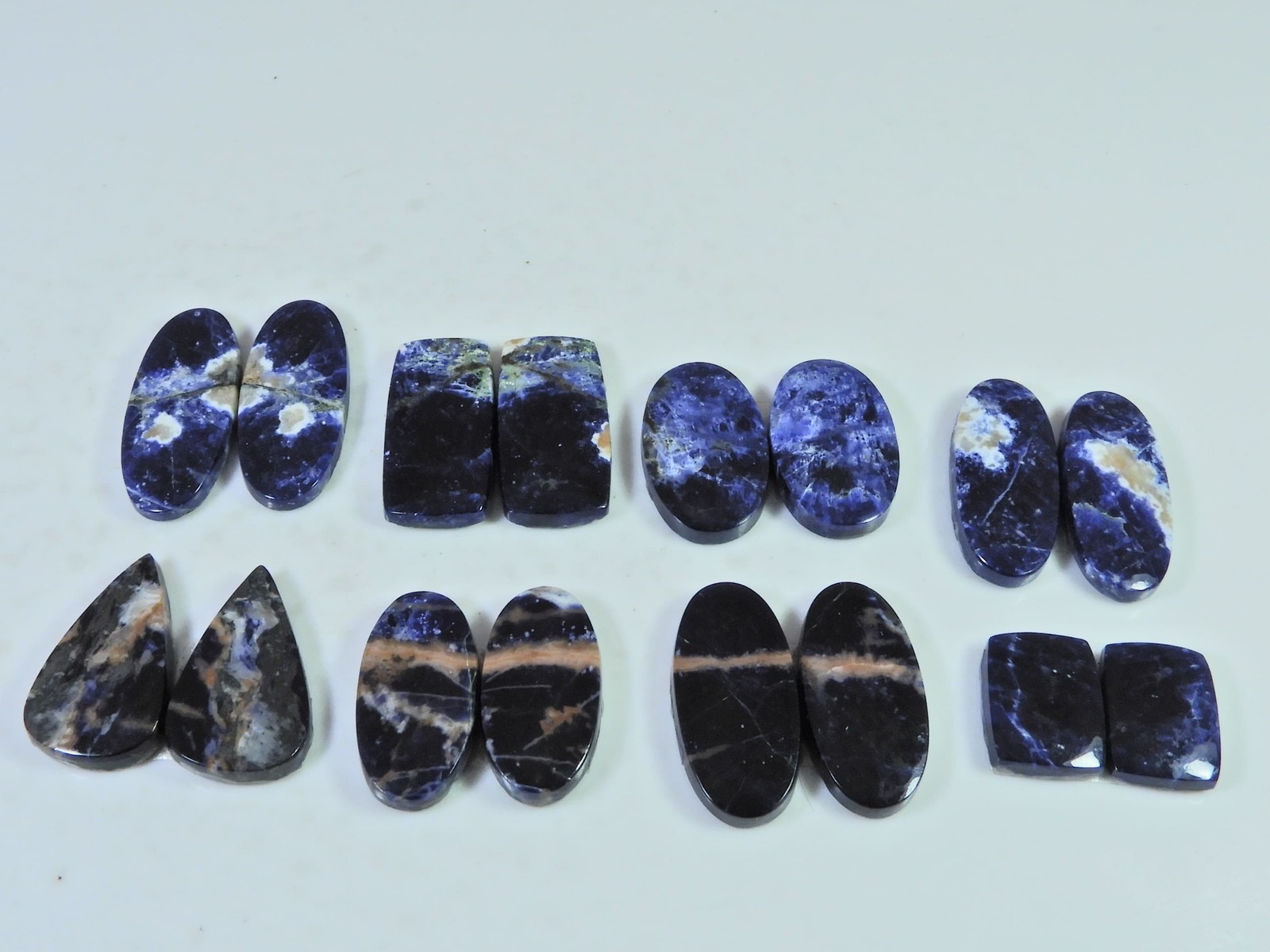 132Cts. Natural Sodalite Matched Pair Mix Cabachon Loose Gemstone 08Pair Lot g14