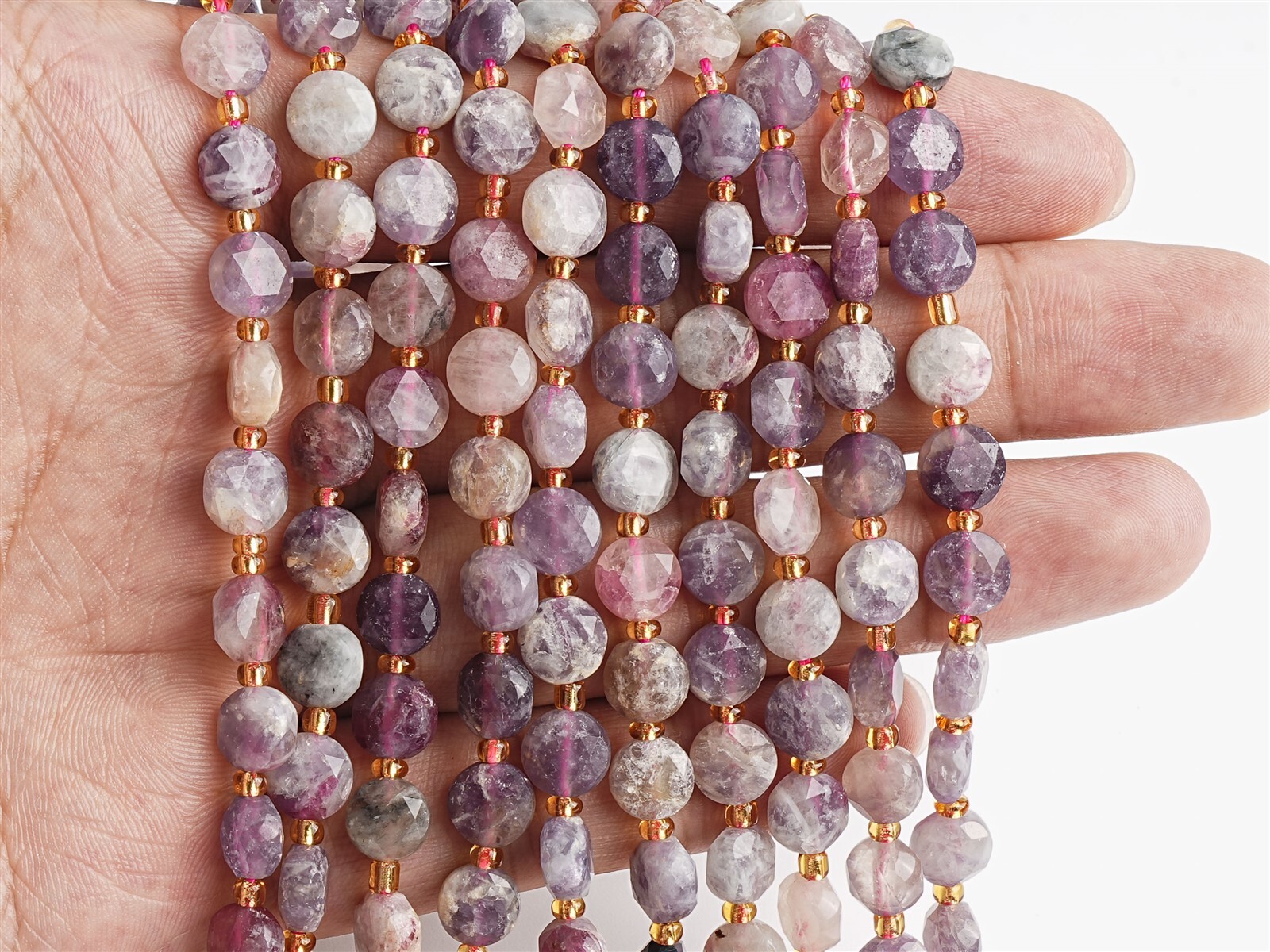 8MM Natural Multicolor Cherry Blossom Agate Beads AA Faceted Coin Loose Beads