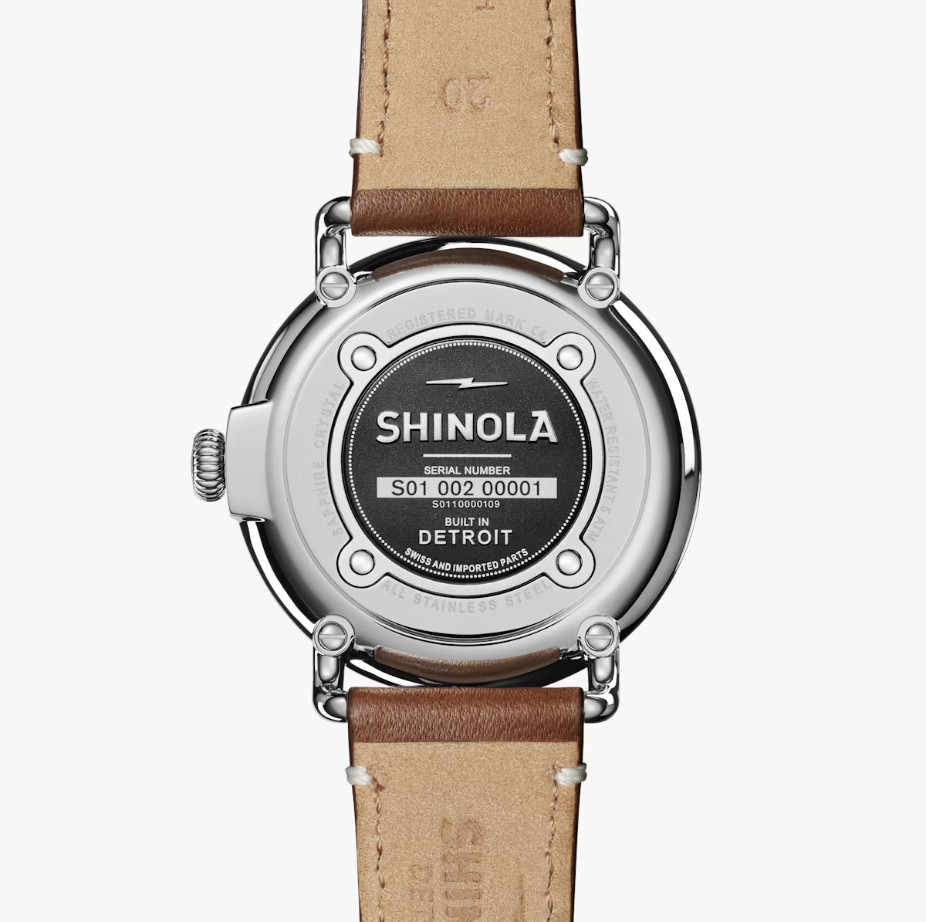 New Shinola Runwell White Dial With Brown Leather Strap Watch 41mm Men Women