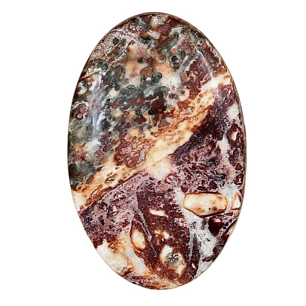 Natural Leopard Skin Jasper 33.25×21.5×5.5 mm Oval Polished Gemstone LS02001-30