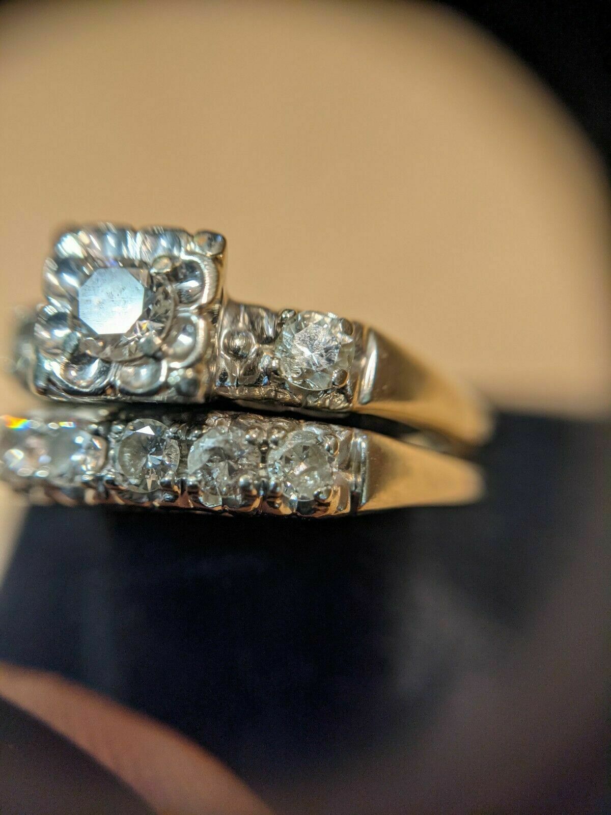 0.70Ct White Round Moissanite Engagement Wedding Ring Set in 925 Sterling Silver