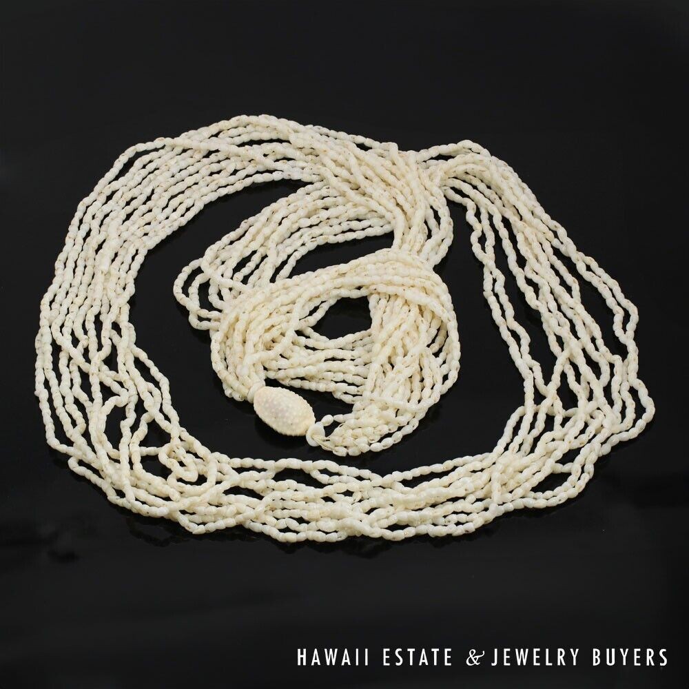 Ni’ihau Shell Wedding Lei 10 Strand Pololei Laiki Ke’oke’o Apu’upu’u 50 Inch