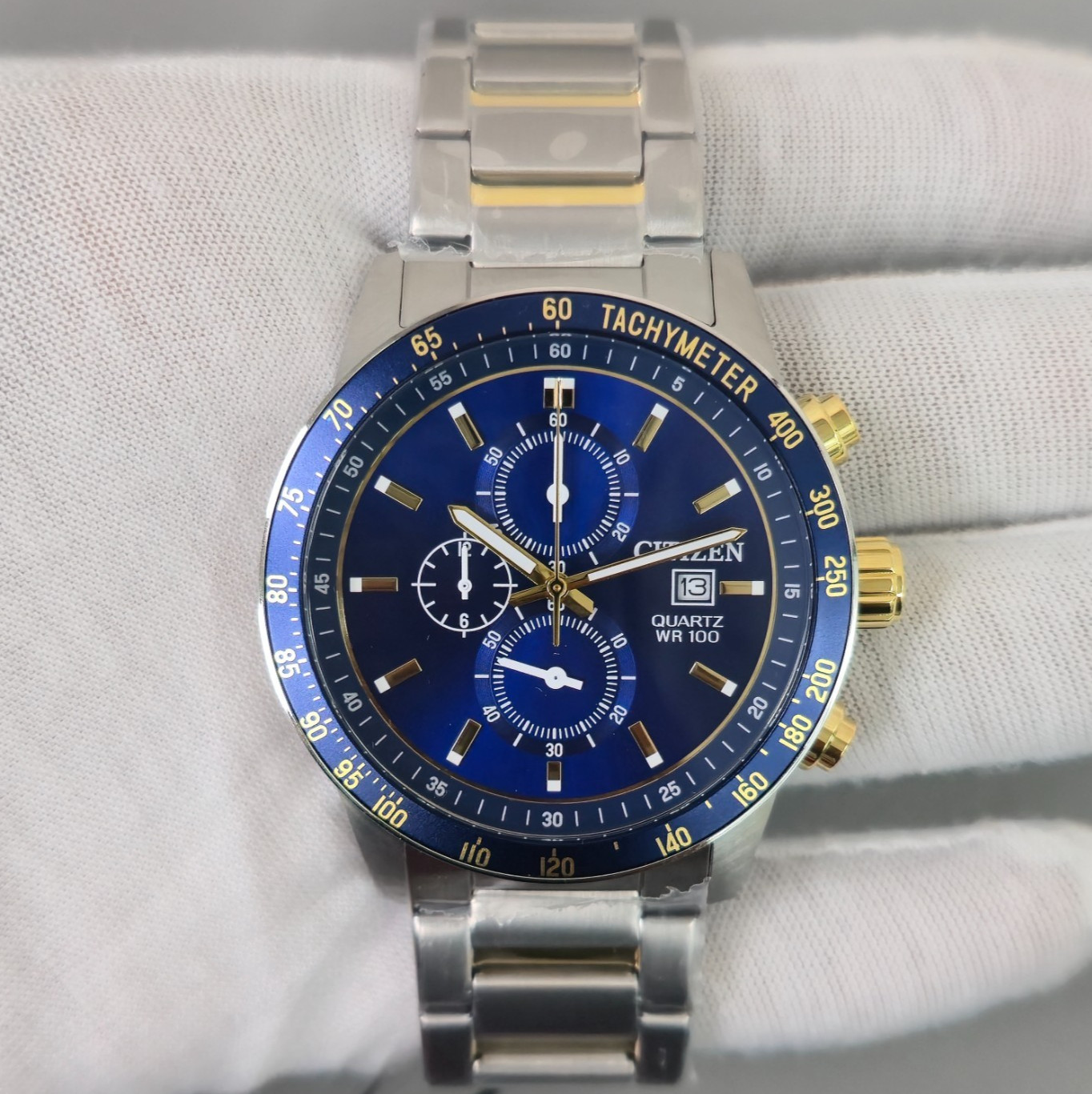 Citizen Quartz Chronograph AN3684-59L Blue Dial 44mm Two-Tone New Men’s Watch