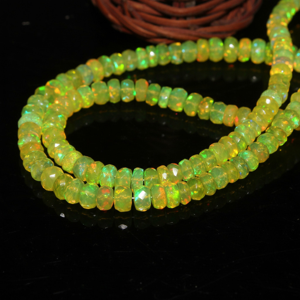 Ethiopian Fire Opal Beads Strand 4-5mm Rondelle Gemstone 8 Inch Jewelry Making