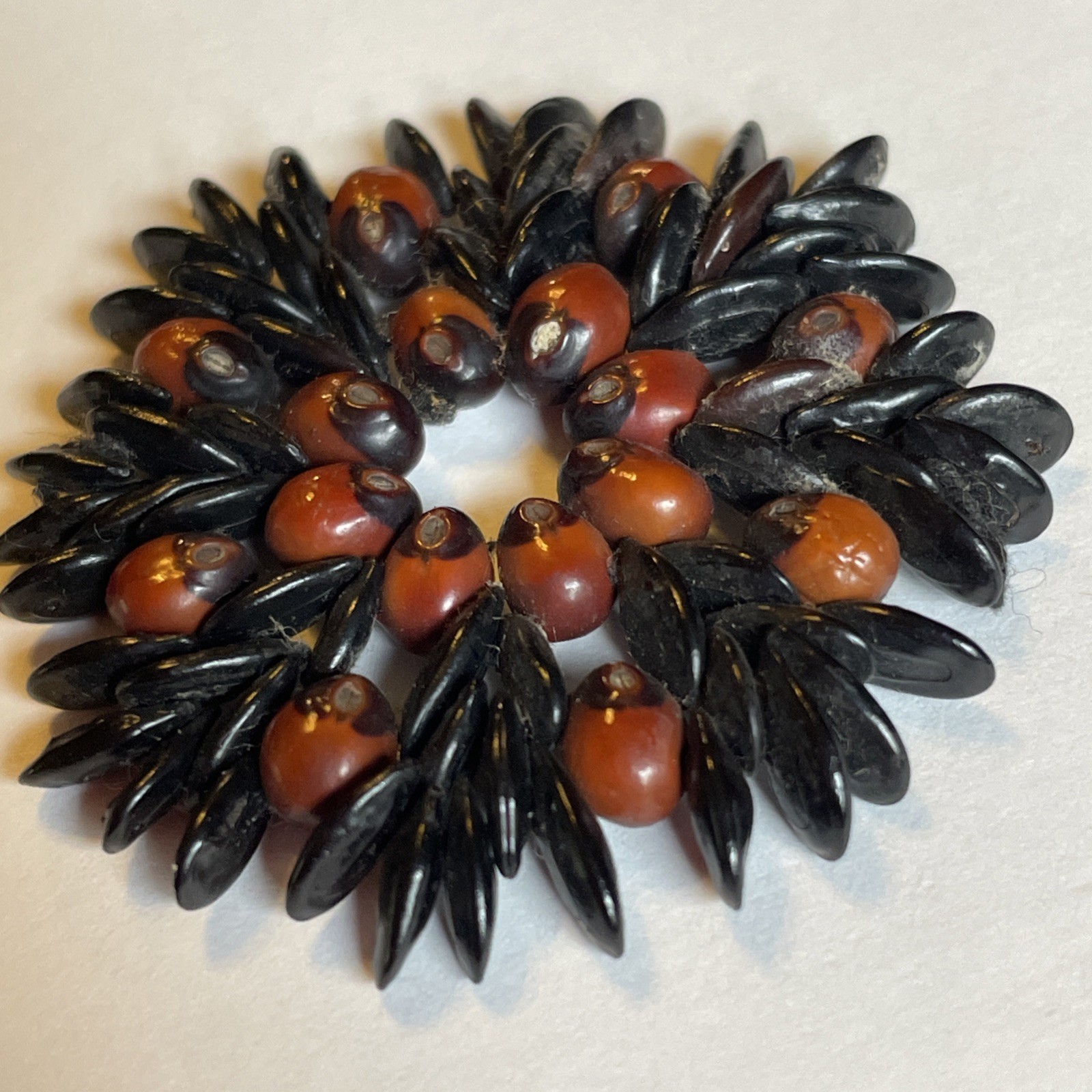 Vintage Beaded Medallion Pendant Seed Beads Decor as Pictured Maybe Apple?