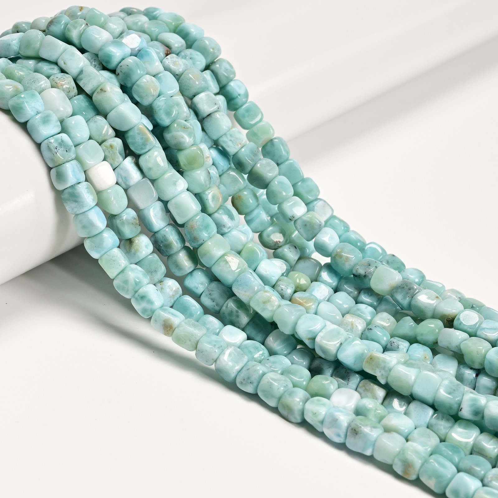Natural Larimar Irregular Cube Nugget Beads Size 5-6mm 15.5″ Strand
