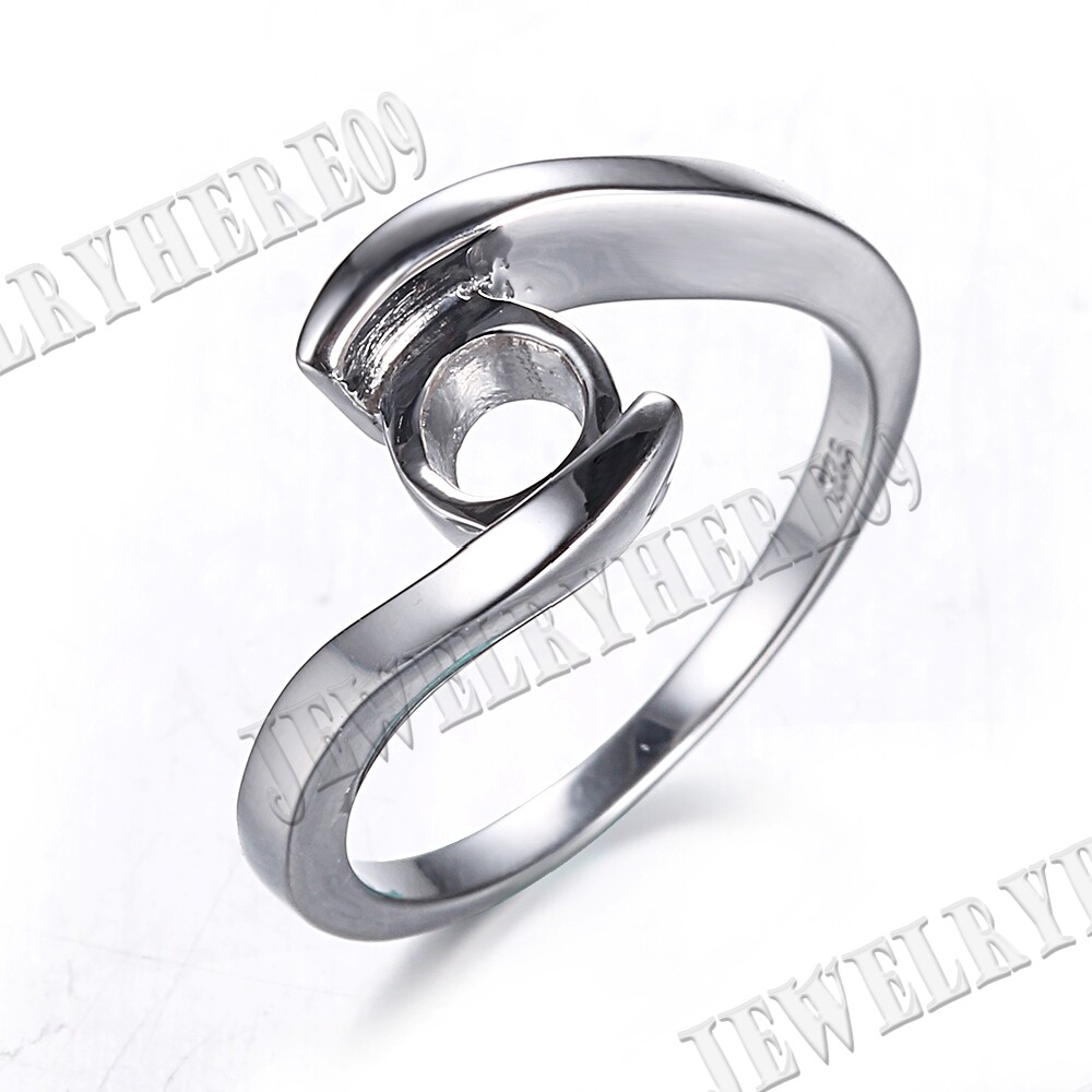 Sterling Silver 925 Tension Simple Solitaire Ring Semi Mount Setting 7mm Round