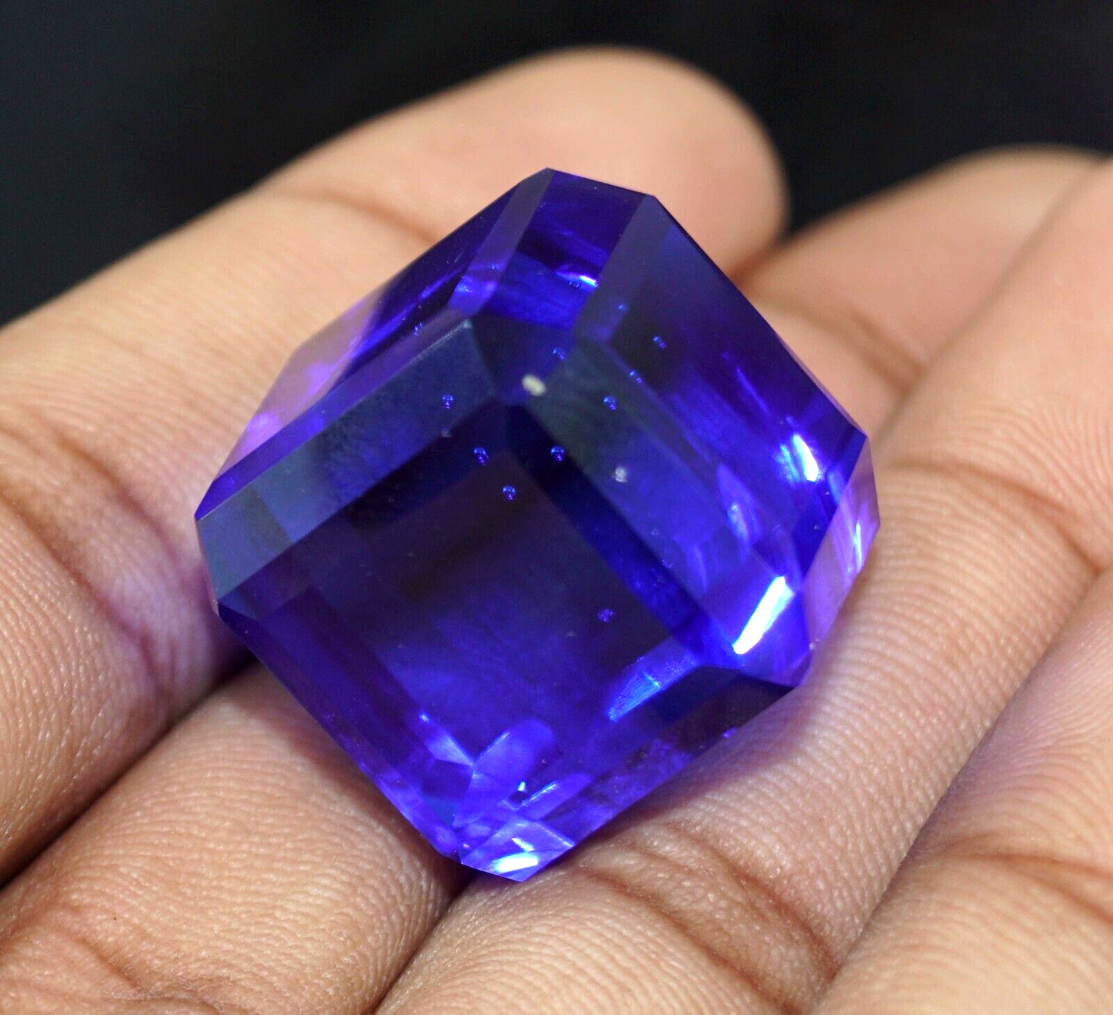 GIE Certified Natural Flawless 15.02 Ct Blue Sapphire Cube Cut Loose Gemstone