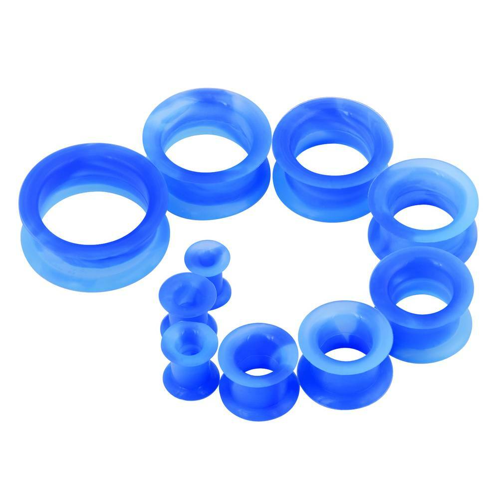 2Pcs Thick Silicone Ear Skins Flesh Tunnels Double Flared Hollow Ear Gauge Plugs