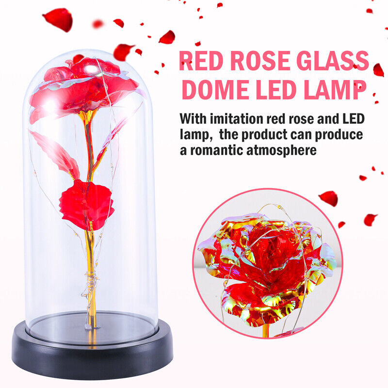 Eternal Forever Galaxy Rose Flower In Glass Dome LED Light Valentine’s Day Gift