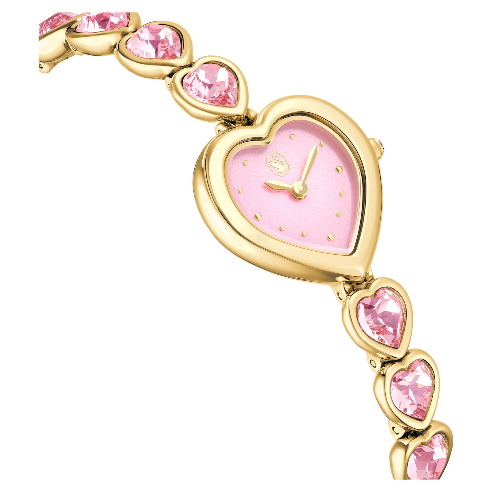 Swarovski Idyllia Heart Watch, Crystal Bracelet, Pink, Gold Tone Finish 5741519
