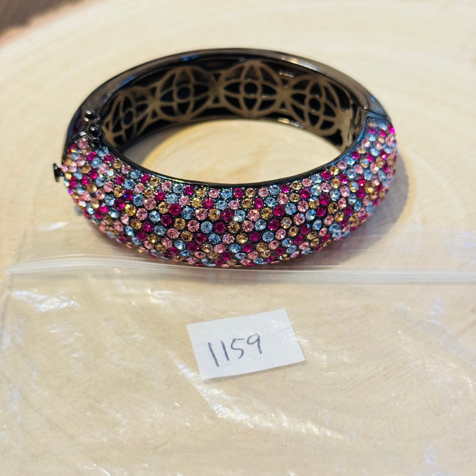 Joan Boyce Pave B Bangle Bracelet Crystal jeweled colorful pastels Statement