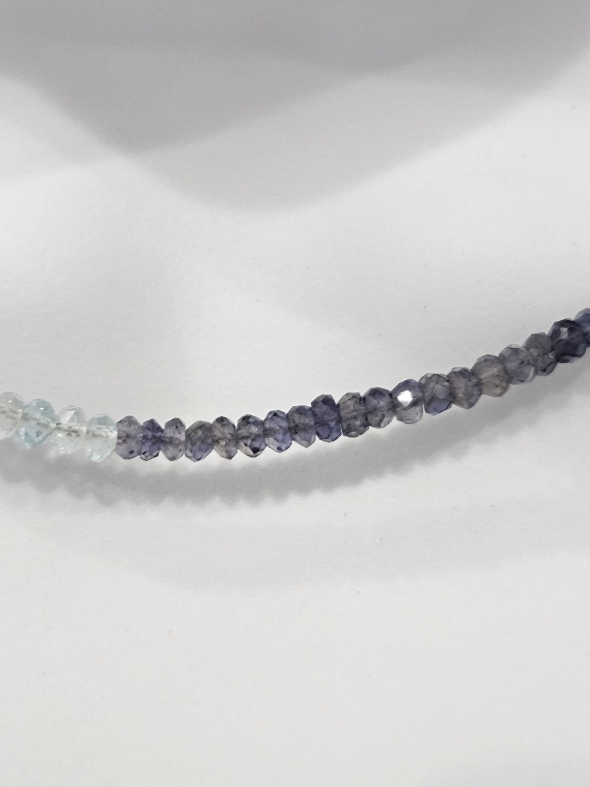 Natural Tanzanite & Aquamarine Rondelle Necklace 14k Solid Gold 4mm 45″ 35.6grms