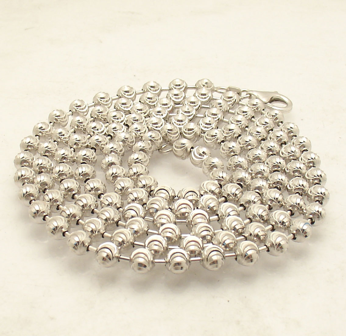 5mm Diamond Moon Cut Ball Bead Chain Necklace Real Sterling Silver ITALY QVC