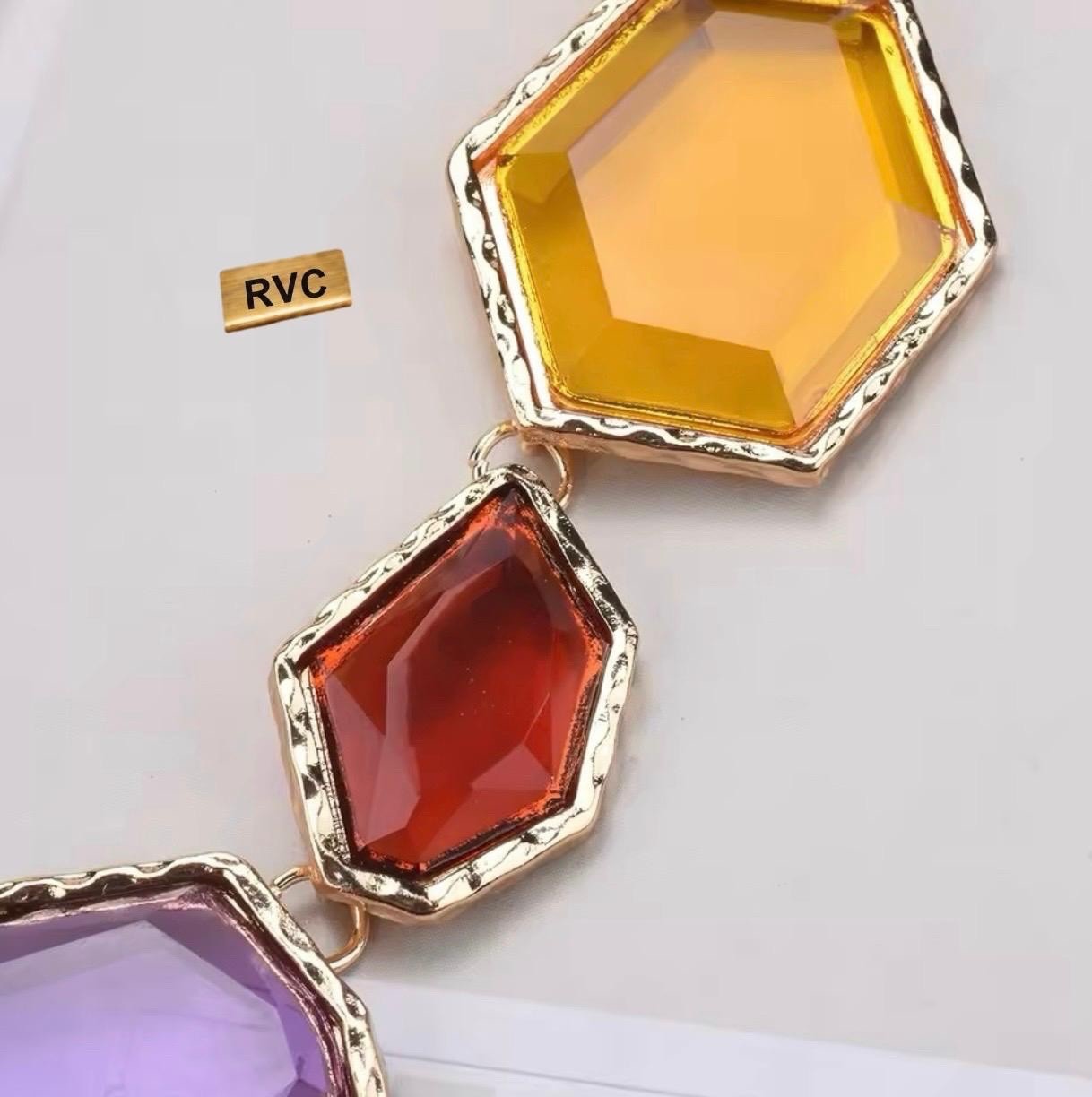 Multicolor Geometric Resin Choker & Earrings Set Statement Necklace Women NEW