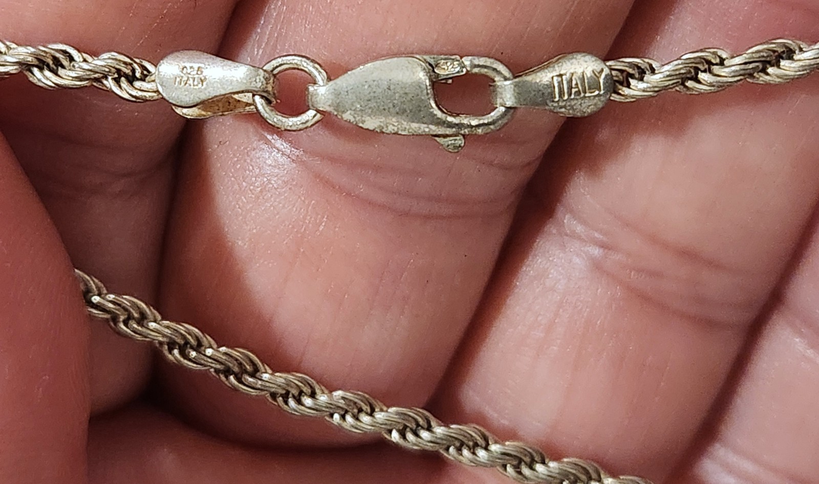3MM ITALY .925 STERLING SILVER 24″ ROPE TWIST NECKLACE CHAIN 12.7g GRAMS VINTAGE