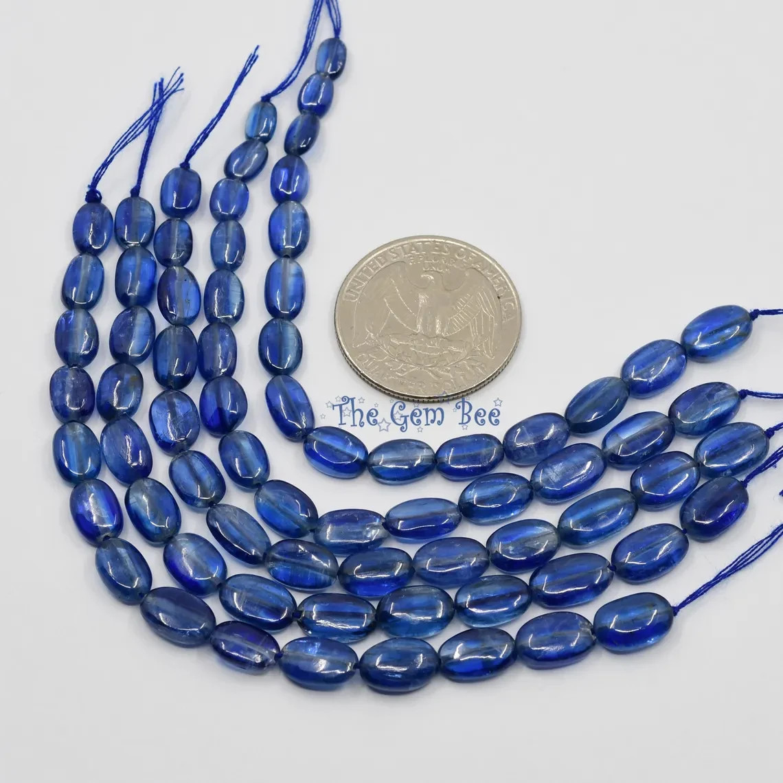 100% natural Kyanite Sapphire Blue Smooth Oval Nuggets Beads 5 inch strand