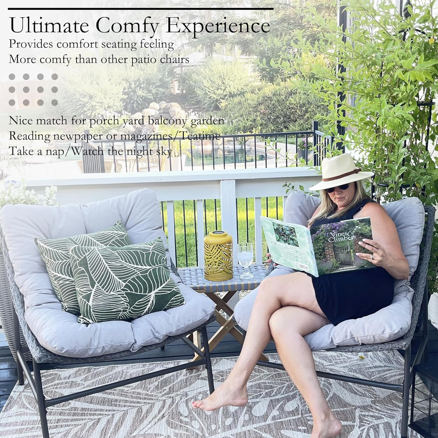 Sophia & William Outdoor Papasan Chairs with Cushion and Frame, Comfy Patio Chai