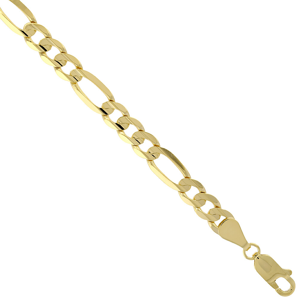 10K Solid Yellow Gold Figaro Chain Necklace Bracelet 2.5mm ~ 9mm / 16″ ~ 30″
