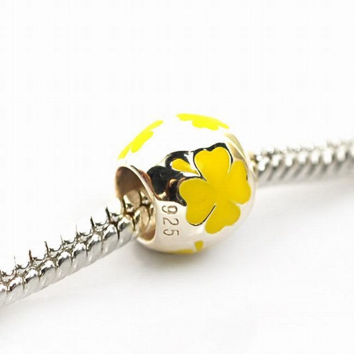 De Buman Sterling Silver Colorful Enamel Charm Bead & Charm Bracelet