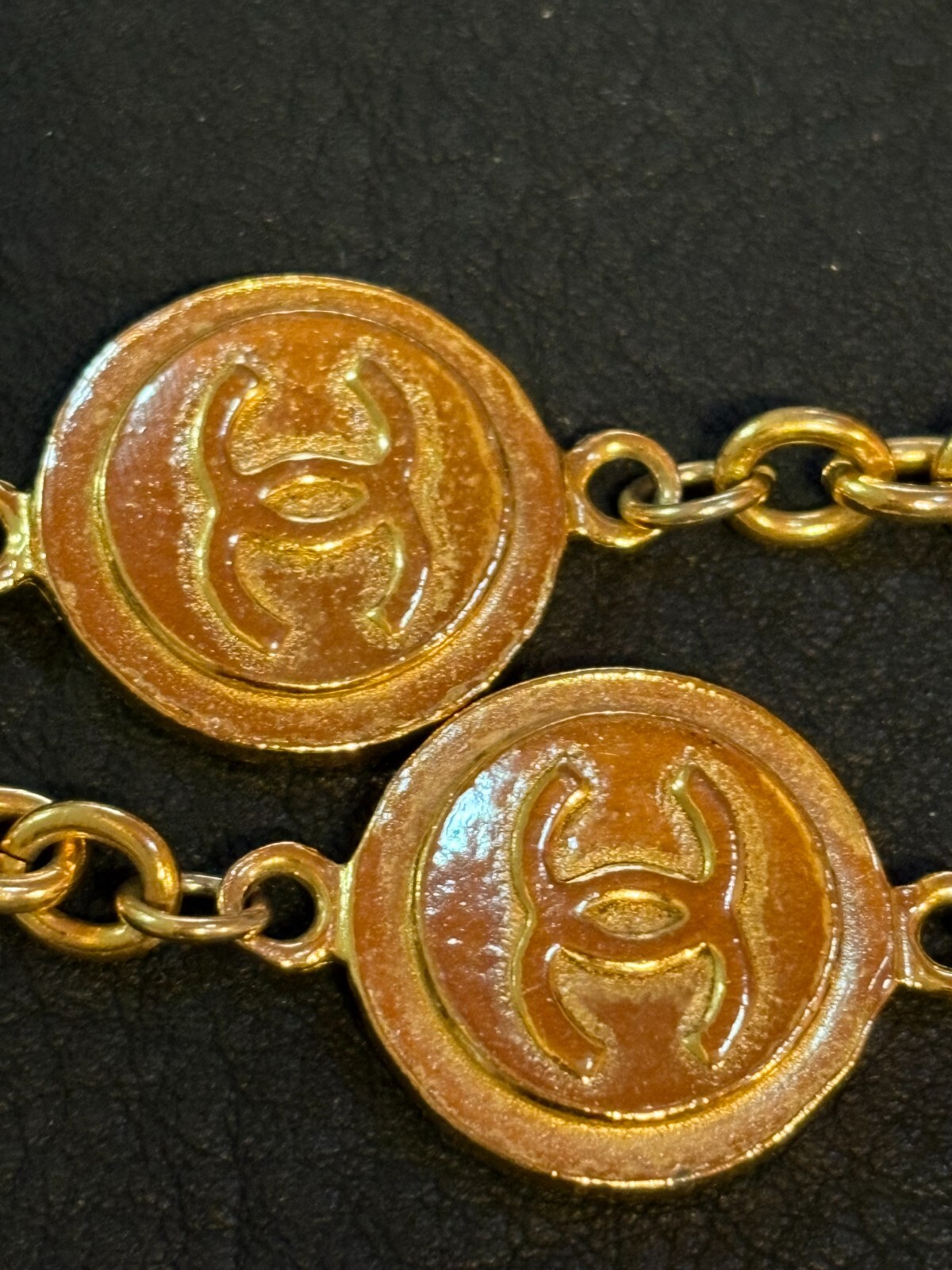 CHANEL Necklace AUTH Coco CC chain Rare Pendant Gold 180cm Choker Medal Coin F/S