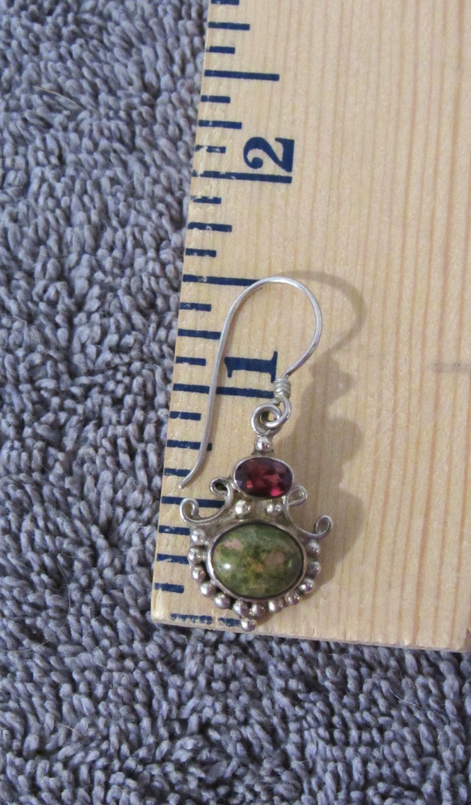 SAJEN Sterling silver 925 Unakite and Garnet Dangle Earrings