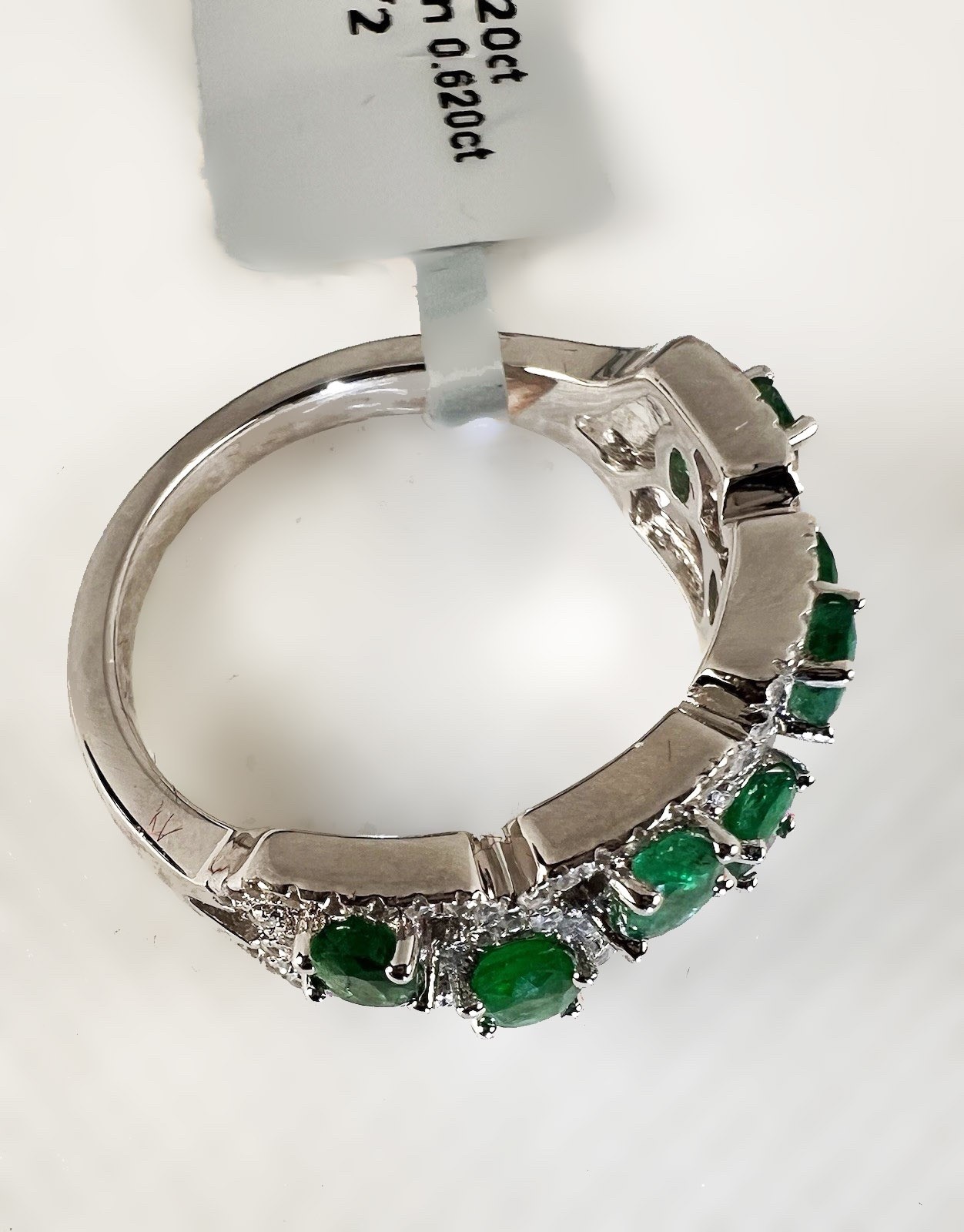 Natural Emerald 1.2ct Cluster Band Ring S925 Size 7.5 2nd Day Air Fast Shipping