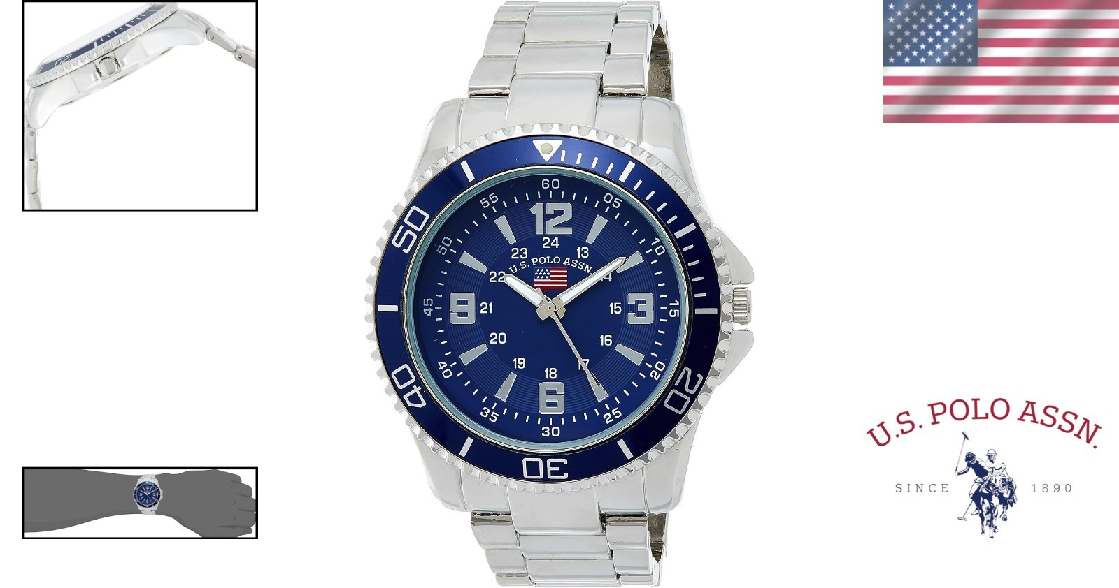 Versatile U.S. Polo Assn. Men’s Watch – Adjustable Steel Bracelet with Blue Dial