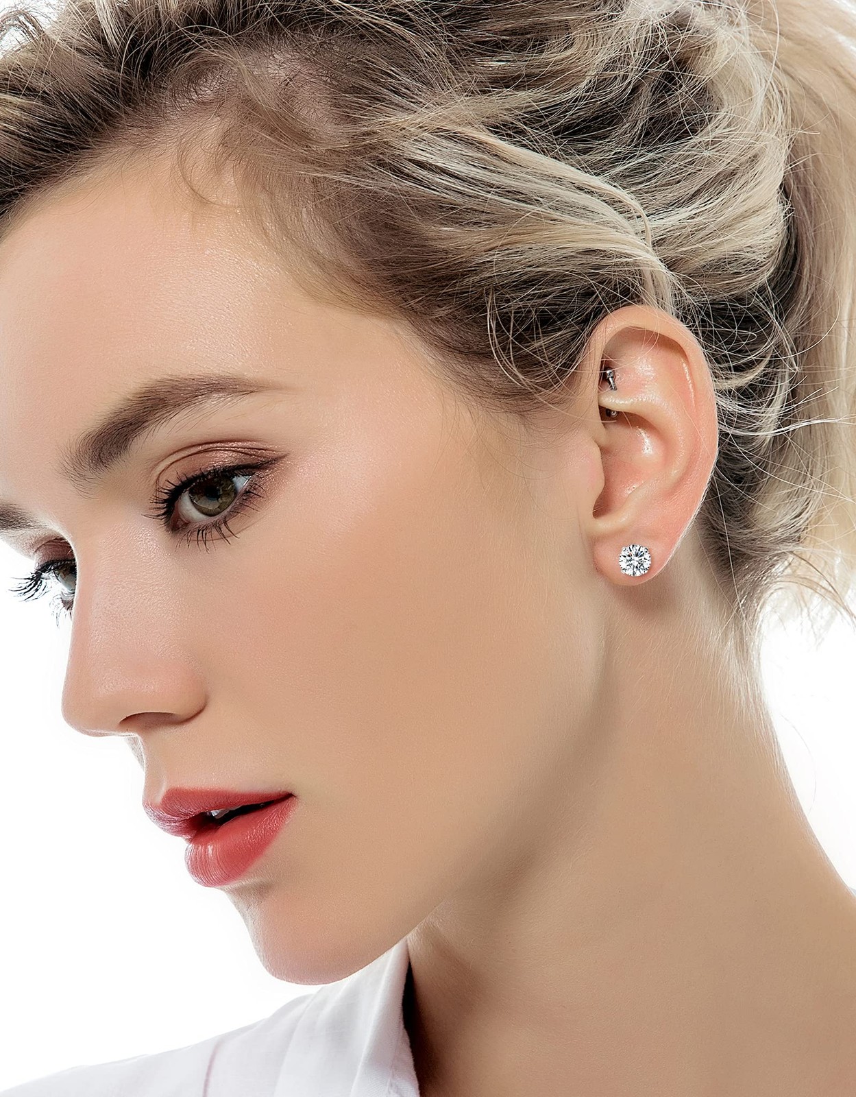 Tornito 7 Pairs 20G 2mm, 3mm, 4mm, 5mm, 6mm, 7mm, 8mm, B:7 Pairs, Silver Tone