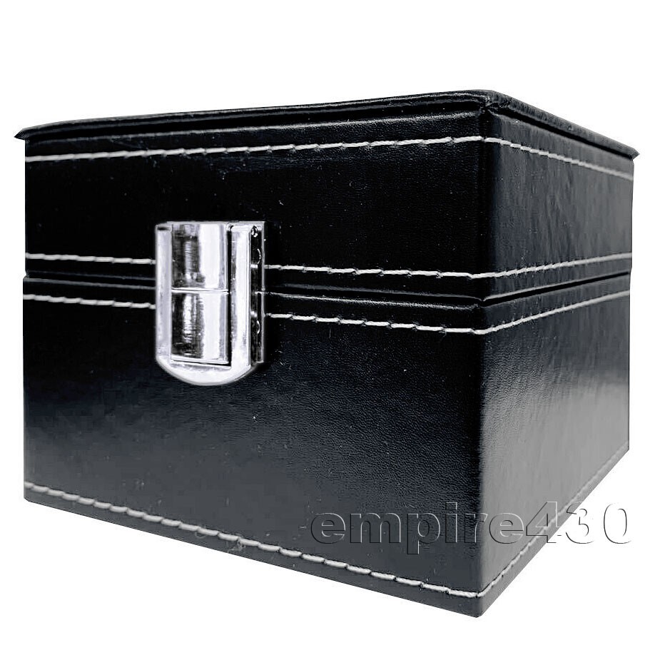 2 Slot Leather Watch/Bracelet Display Box Glass Top Jewelry Case Organizer