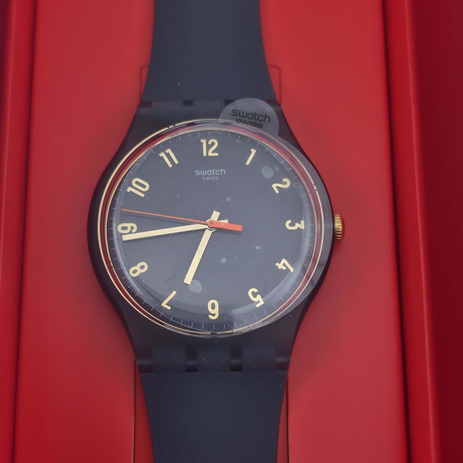 Swatch New Gent Nuit Bleue SUOM105 Watch New In Box Working 41mm Blue Swiss