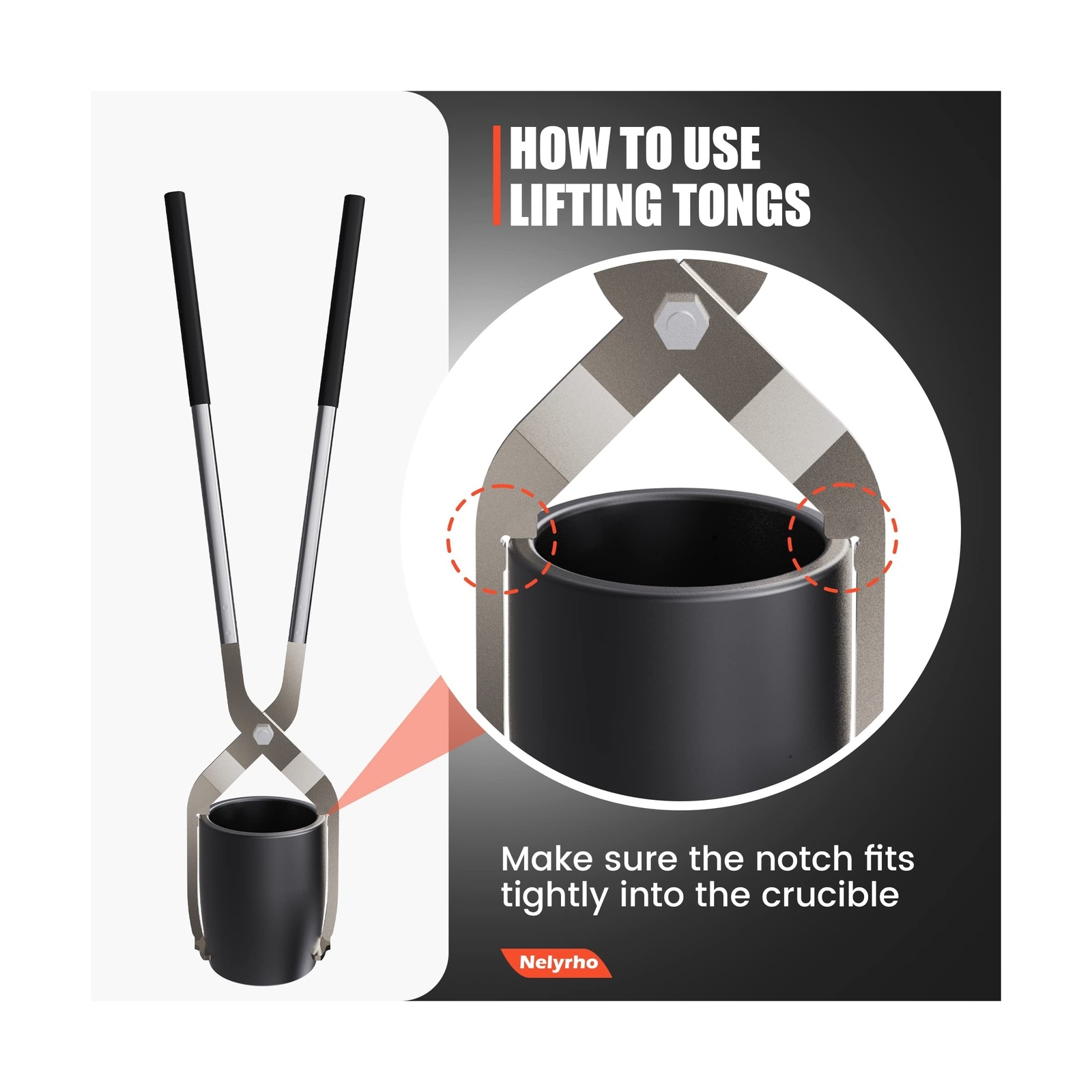 Nelyrho #4 (9.9lbs-4.5kg) Crucible Tongs Kit and Hand-held Crucible Pouring R…