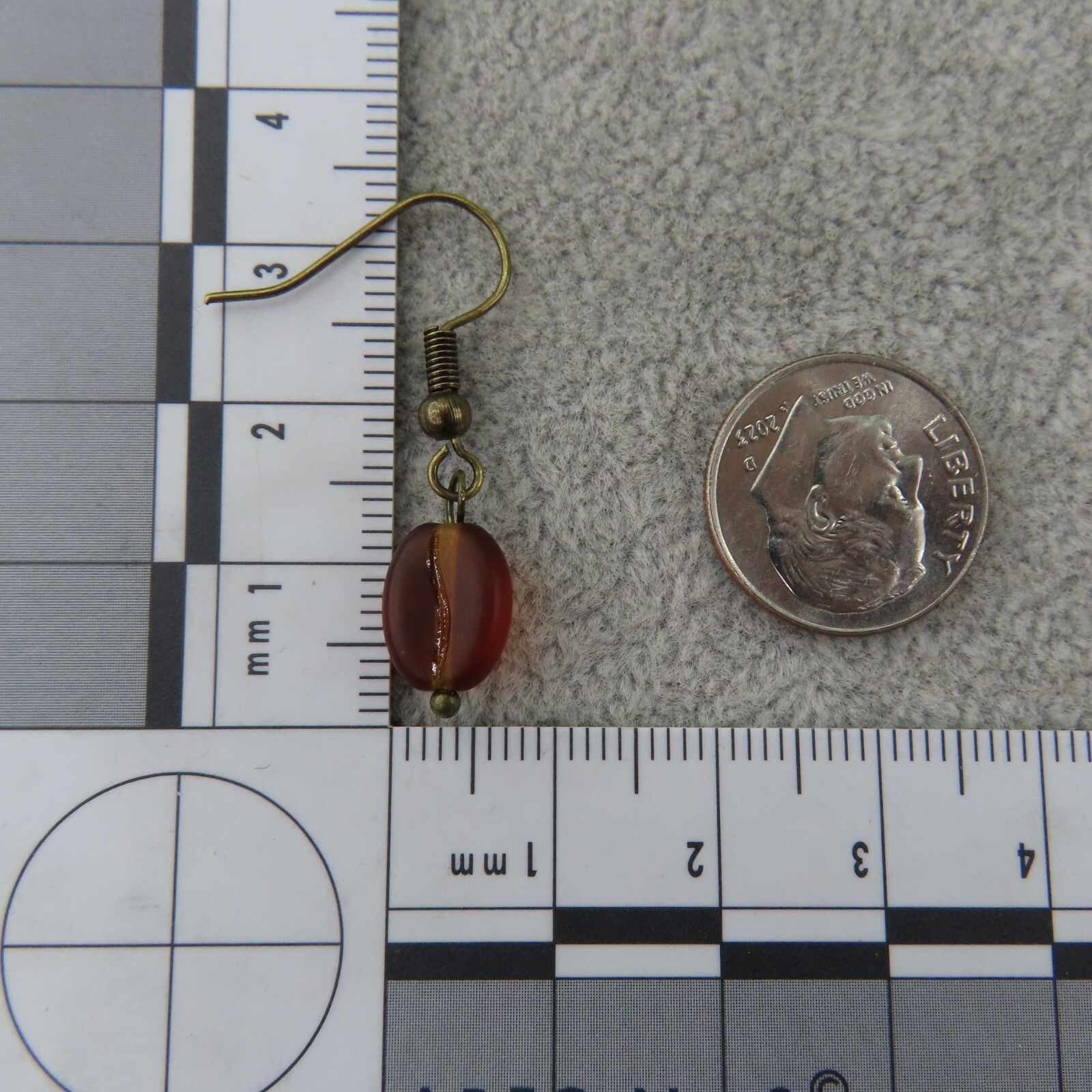COFFEE LOVER Dangle Earrings Brown Czech Glass Bean Bronze Tone Artisan Gift