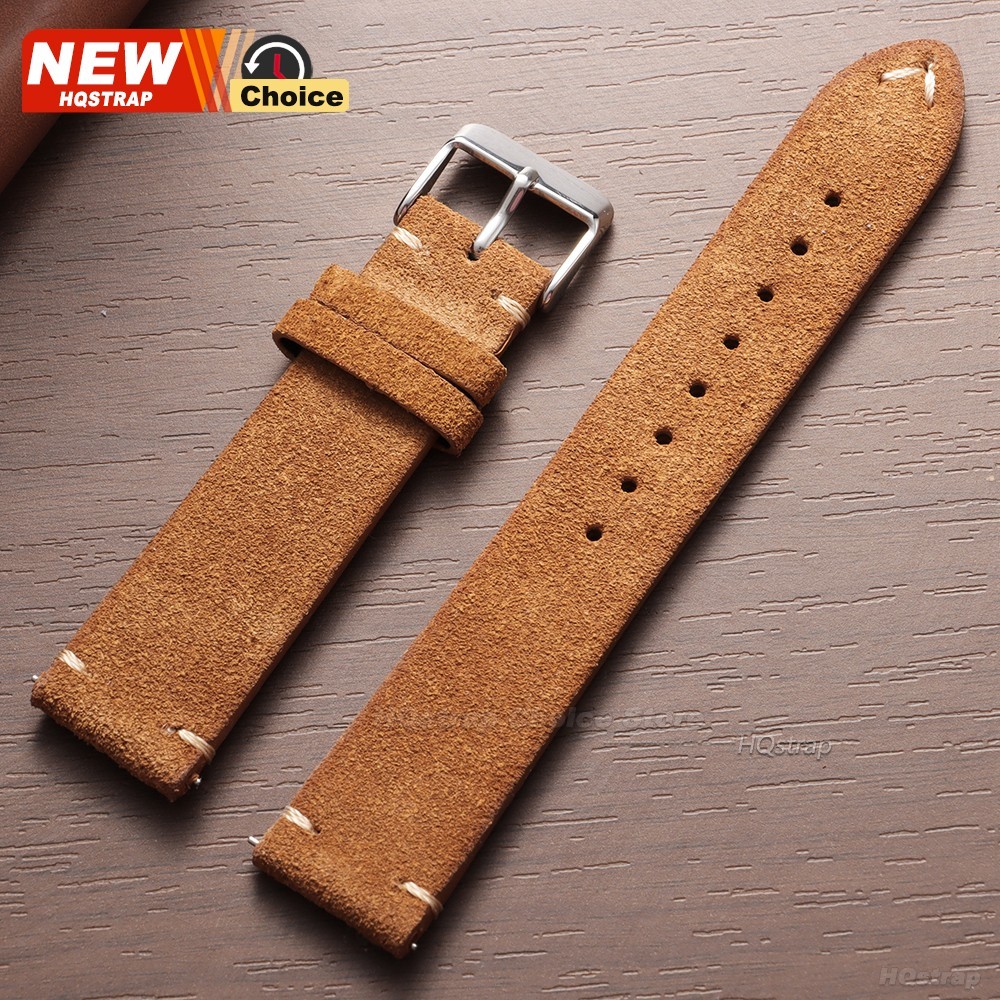 18 19 20 21 22 MM Soft Suede Leather Vintage Strap Watch Band Quick Release