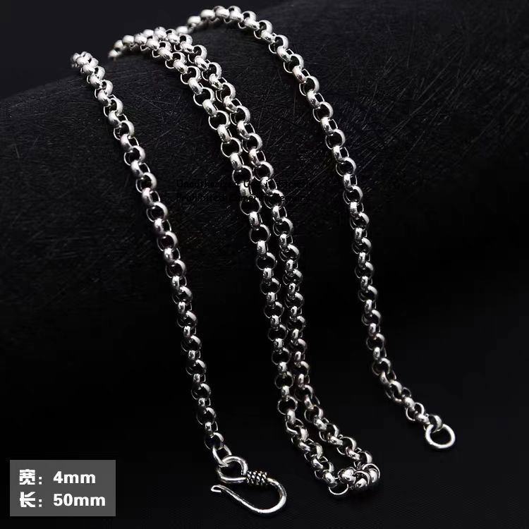 Pure 999 Fine Silver Necklace Men Women 3mm-8mm Cable Rolo Link Chain 18-30in