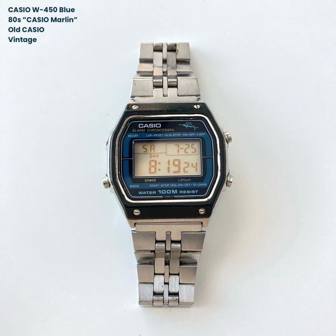 CASIO W-450 80s ”CASIO Marlin” Blue Vint Safe packing!