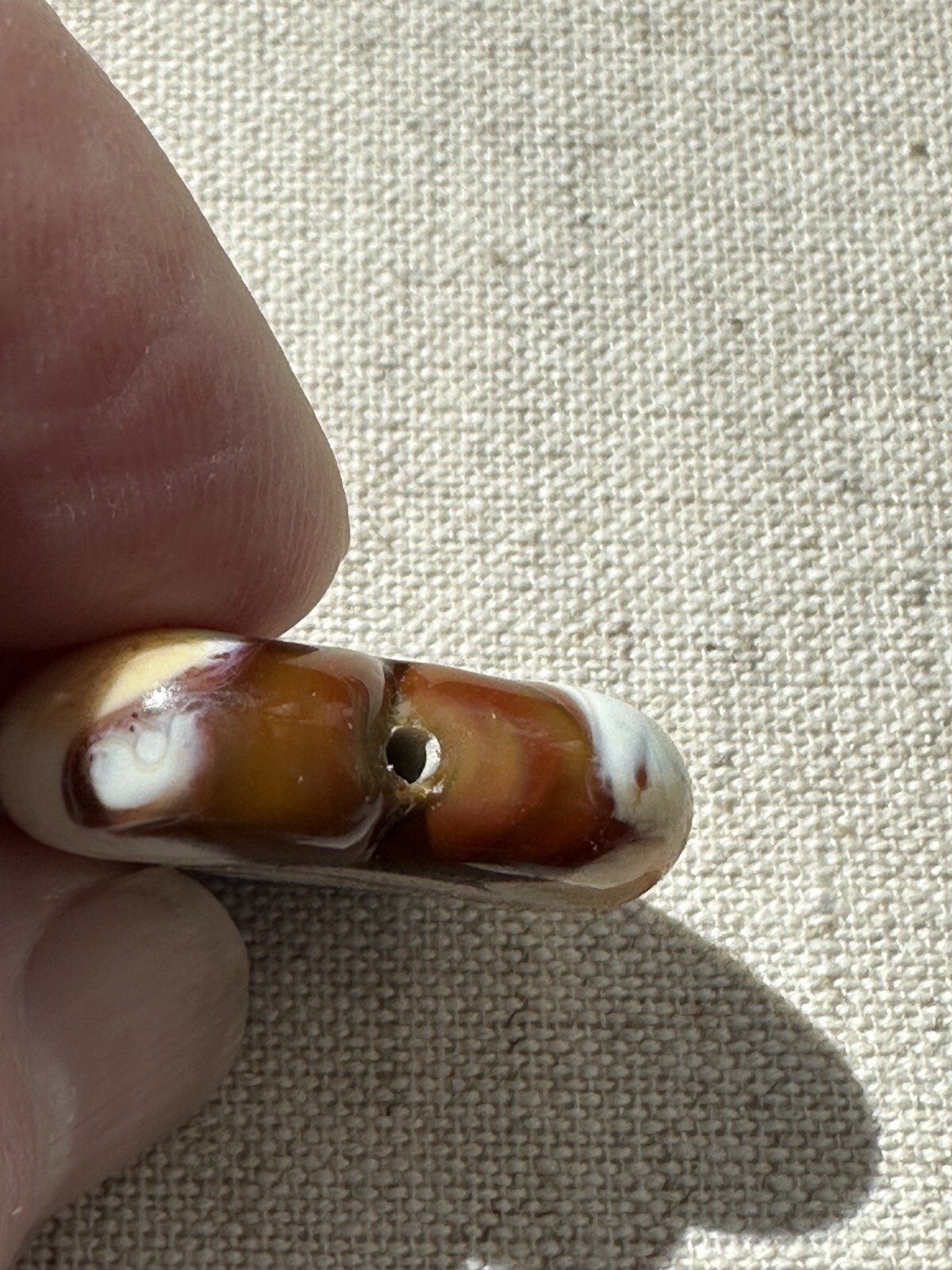 Handmade Lampwork FOCAL HEART Glass Bead Cream Beige Jewelry Supplies Abstract