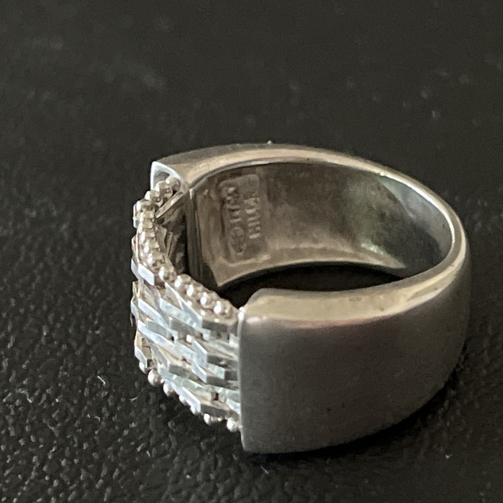 Vintage Milor Italy Basket Weave Brick Statement Wide Band Ring 925 Sterling 6