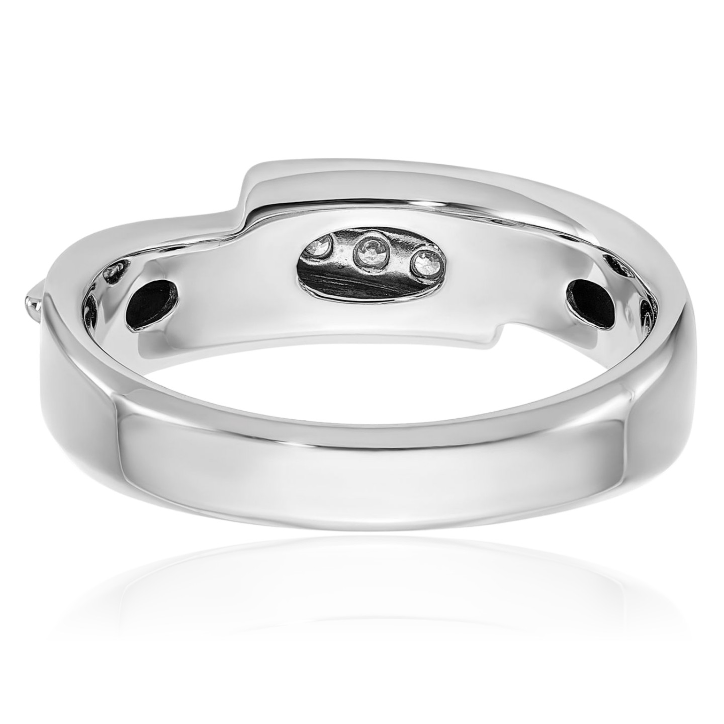 14K Solid Two Tone Gold 0.18 ct Diamond Wide Five Stone Wedding Ring 7.21mm