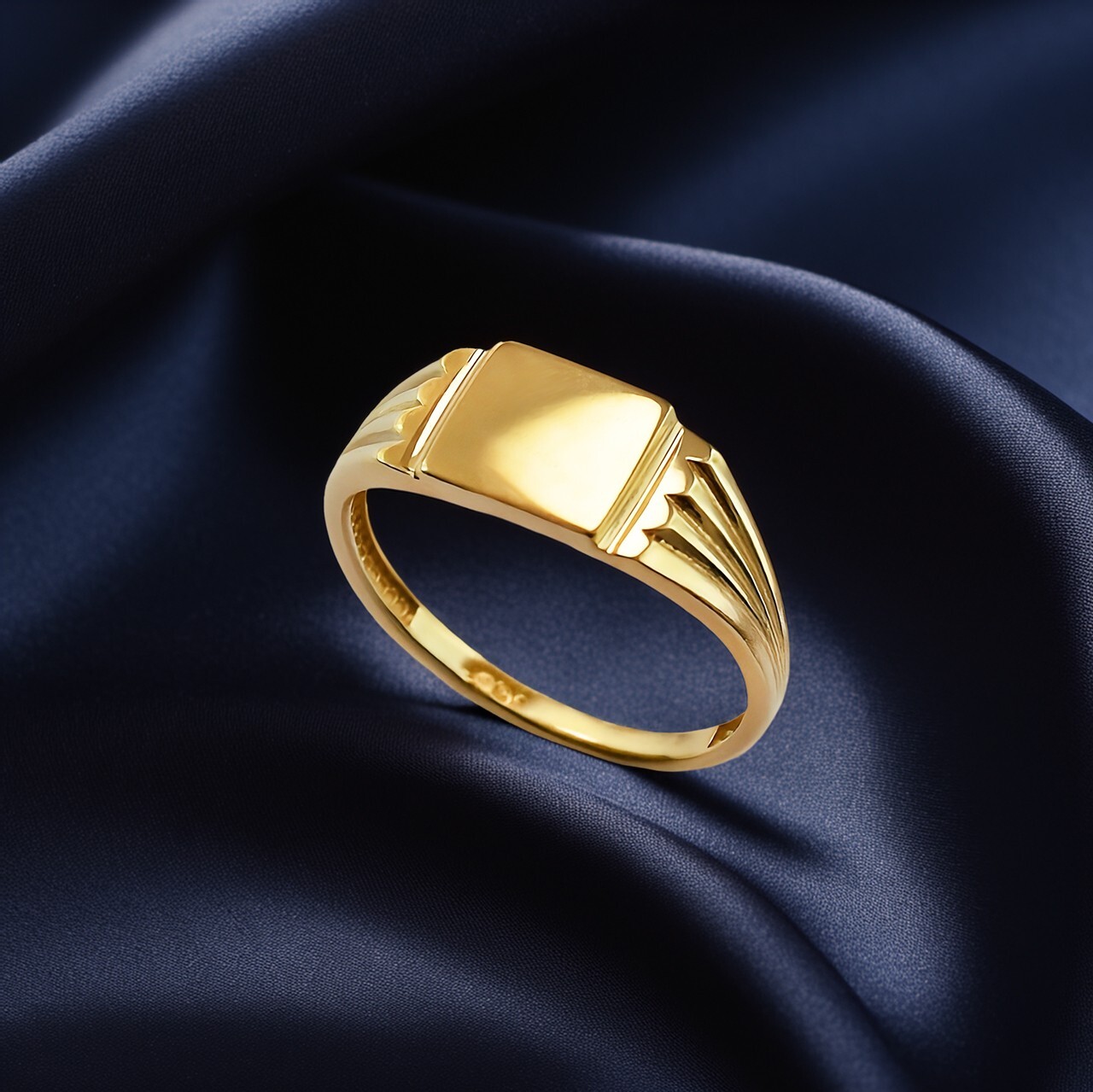 Square Gold Baby Signet Ring | 10k & 14k Yellow, White, Rose Gold | Sizes 1-7