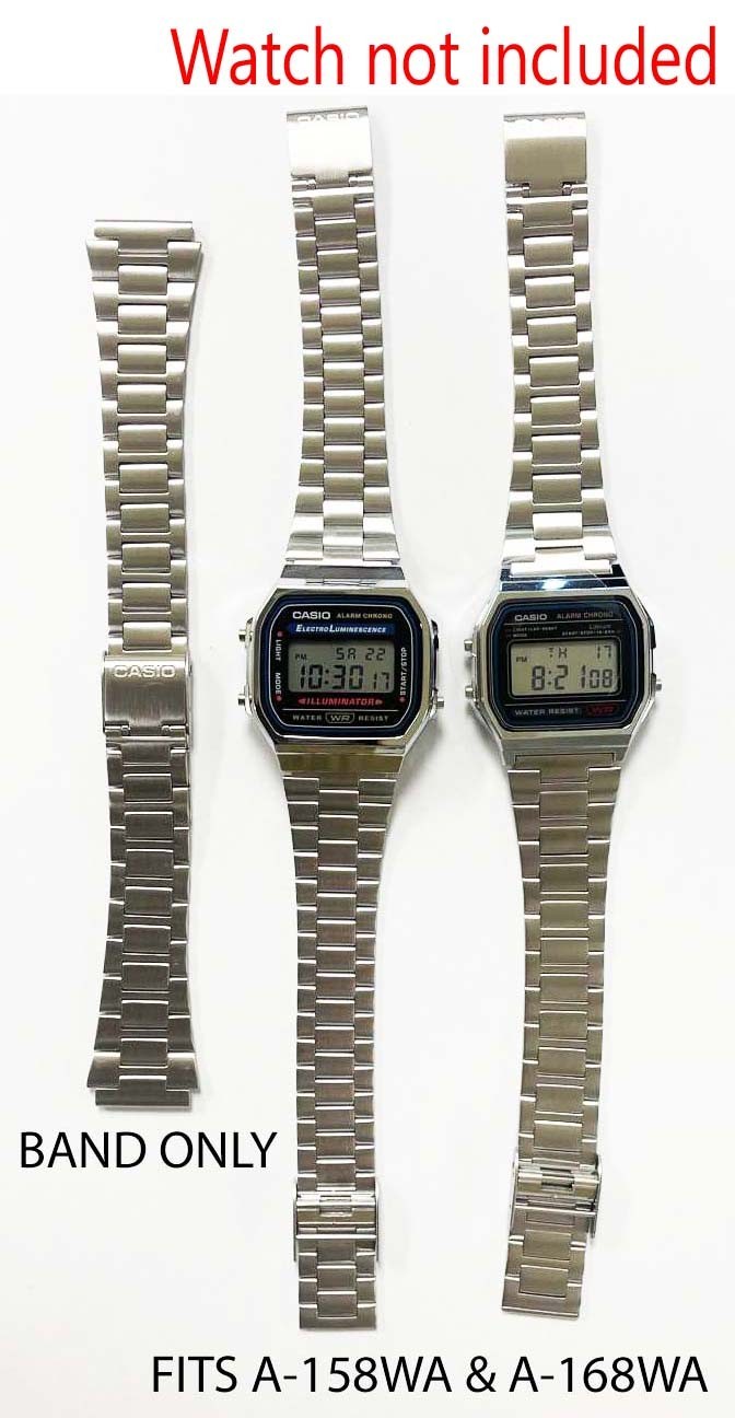 Casio OEM A158 A164 A168 Original Bracelet Stainless Steel Replacement Band NEW