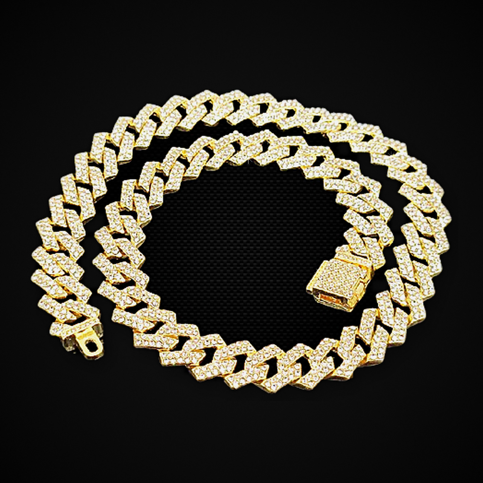 14mm Iced Out Cuban Link Chain – Alloy Bust Down Bling Necklace 18/20/24in