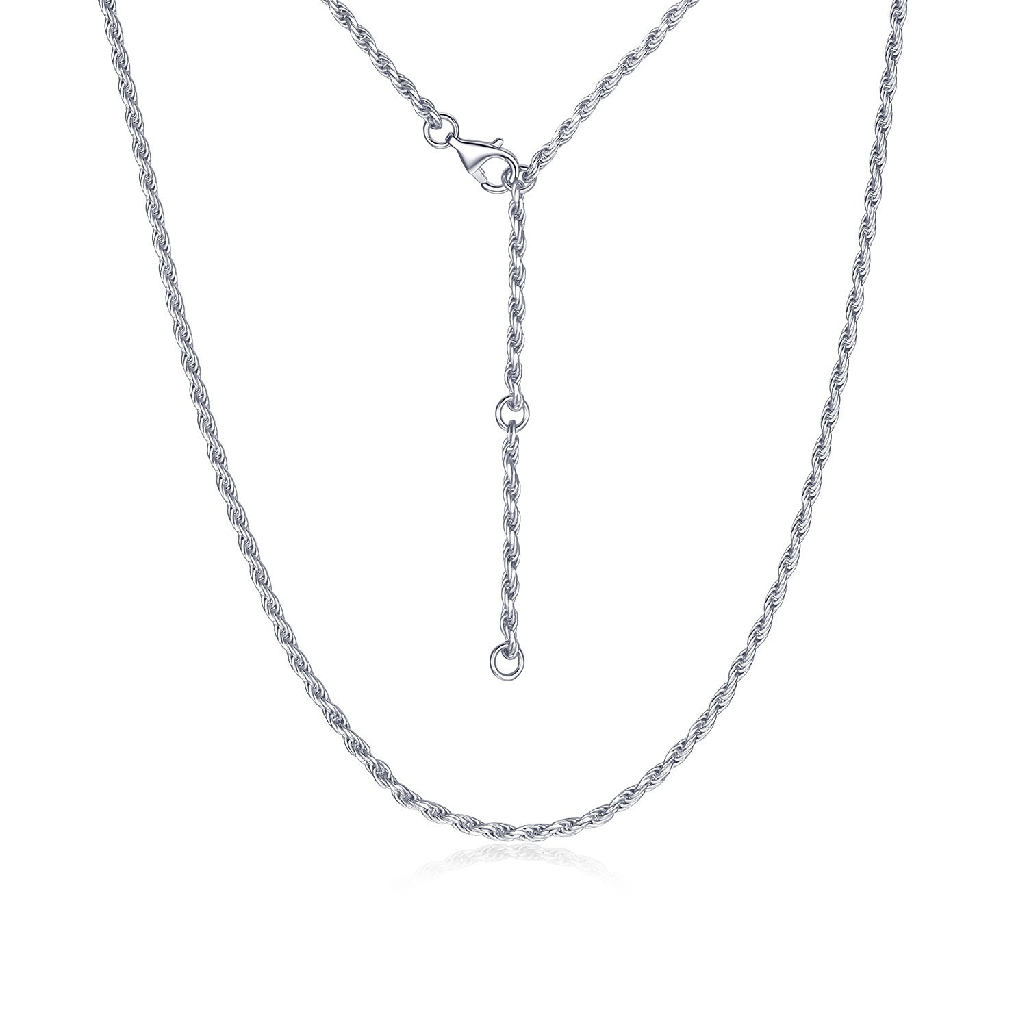925 Sterling Silver Cable Chain 40mm Necklace 1mm 1.2mm 2mm 5mm Micro Extender